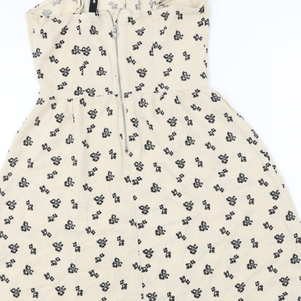 H&M Womens Beige Floral  A-Line  Size S