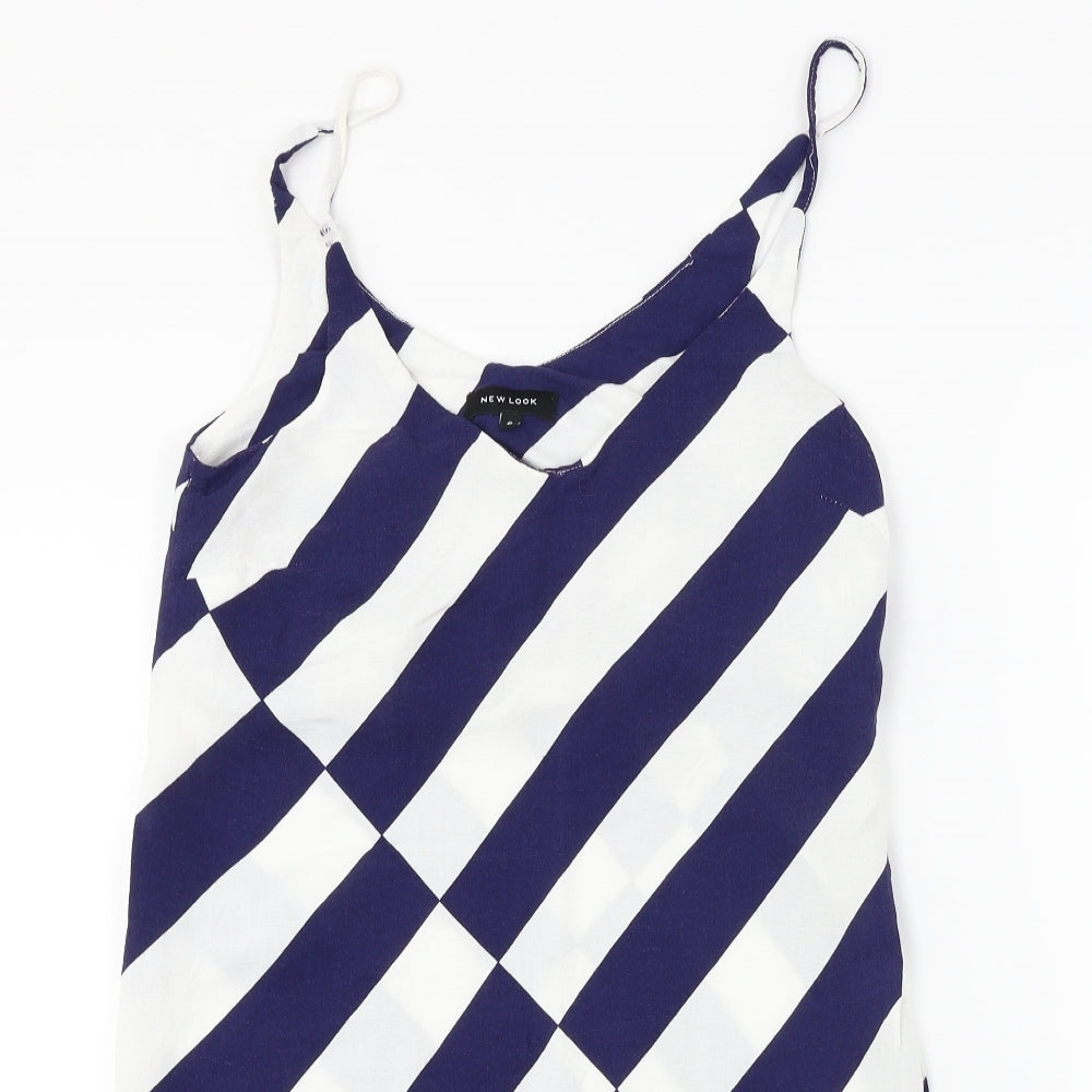 New Look  Womens White Striped  Basic Blouse Size 8