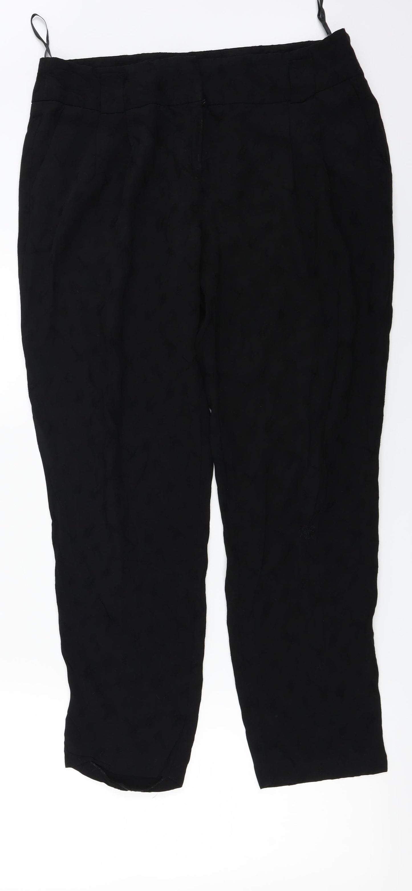 Monsoon  Womens Black Floral  Trousers  Size 14 L25 in