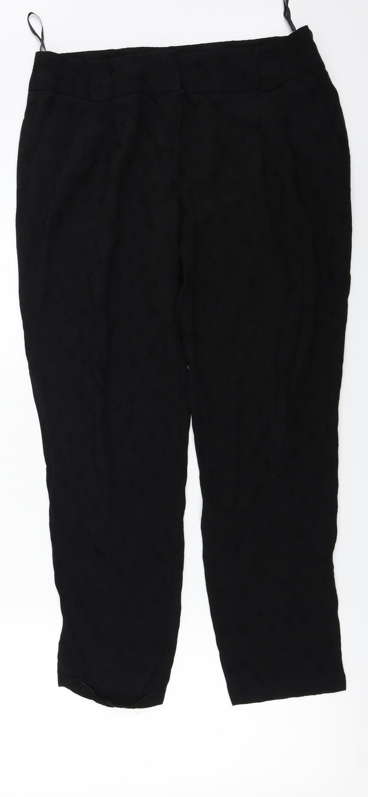 Monsoon  Womens Black Floral  Trousers  Size 14 L25 in
