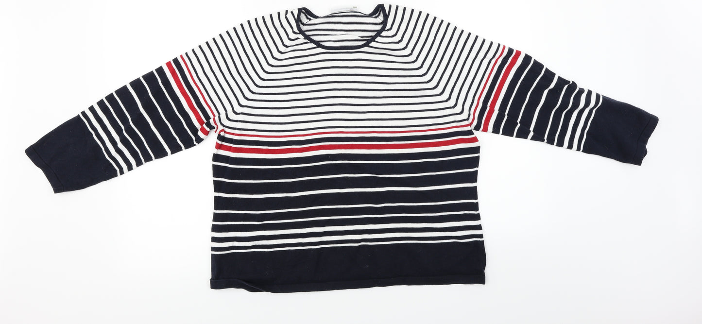 Country Casuals  Womens White Striped  Pullover Jumper Size L