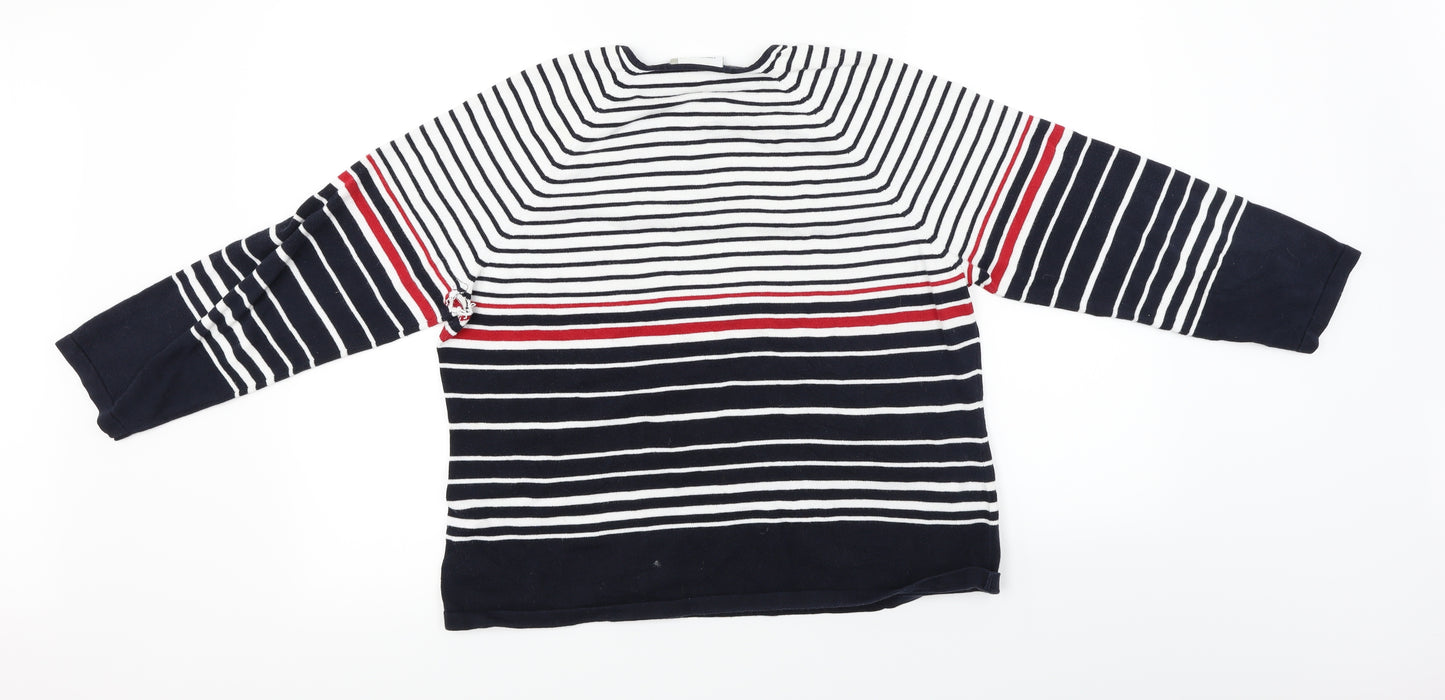 Country Casuals  Womens White Striped  Pullover Jumper Size L