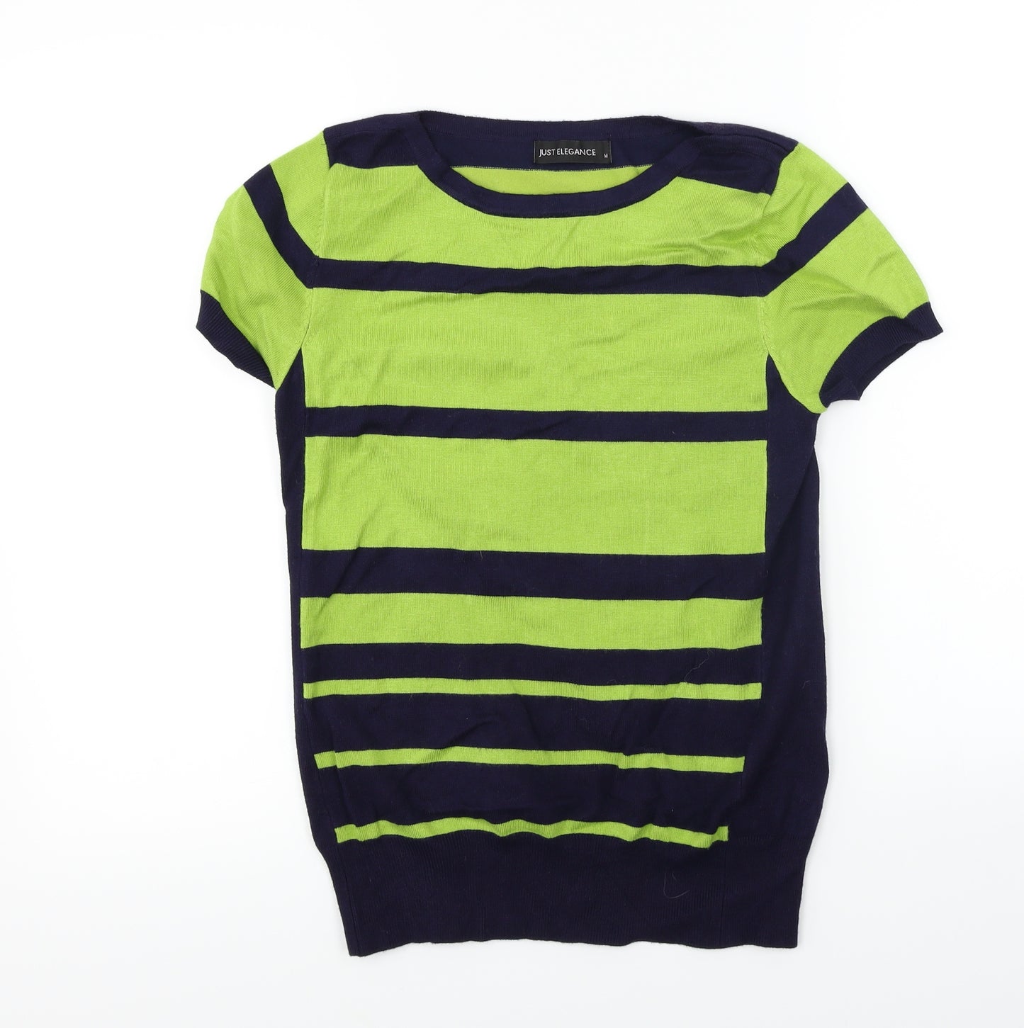 Just Elegance  Womens Green Striped  Pullover Jumper Size M