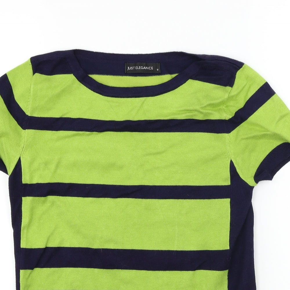 Just Elegance  Womens Green Striped  Pullover Jumper Size M
