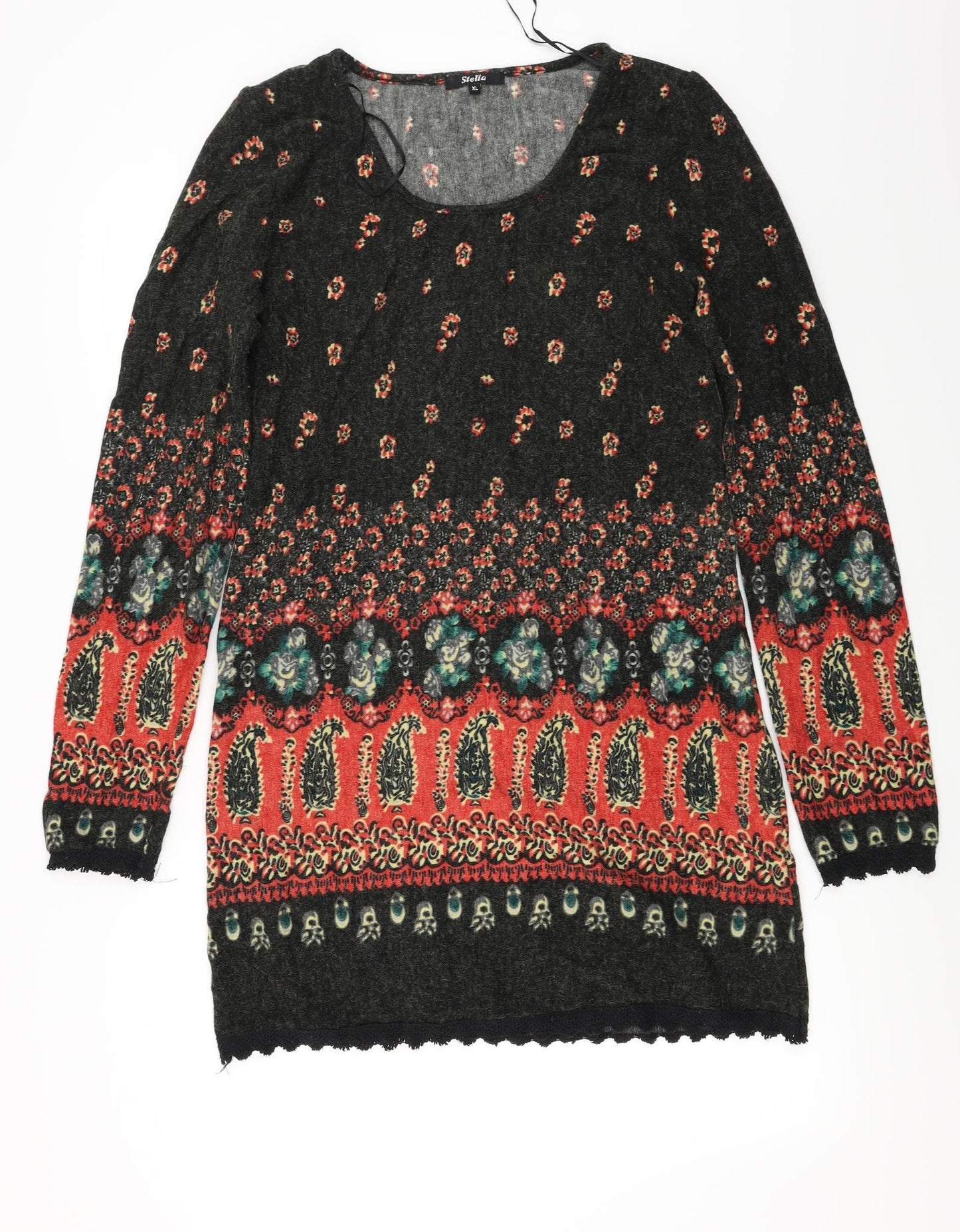 Stella Womens Brown Floral  A-Line  Size XL