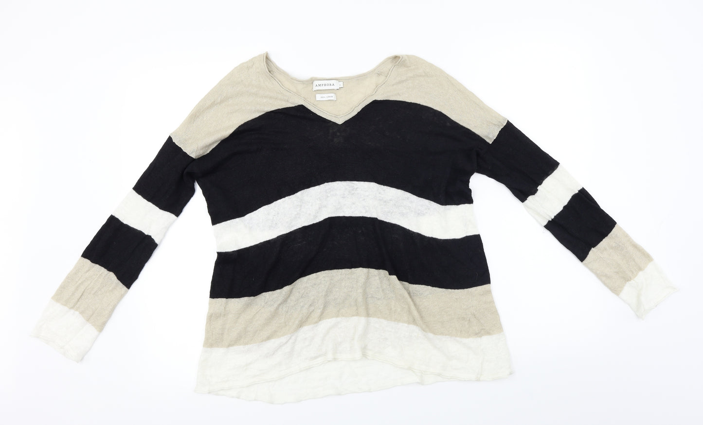 Amphora  Womens Beige Striped  Pullover Jumper Size L