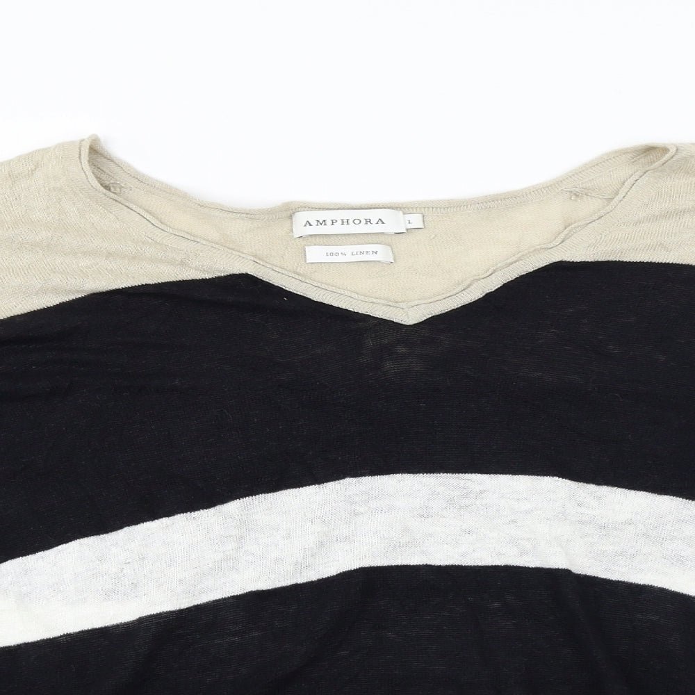 Amphora  Womens Beige Striped  Pullover Jumper Size L