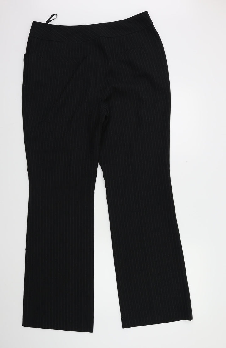 TU Womens Black Striped Trousers Size 14 L31 in