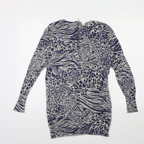 Marks and Spencer Womens Blue Animal Print Knit Pullover Jumper Size 10