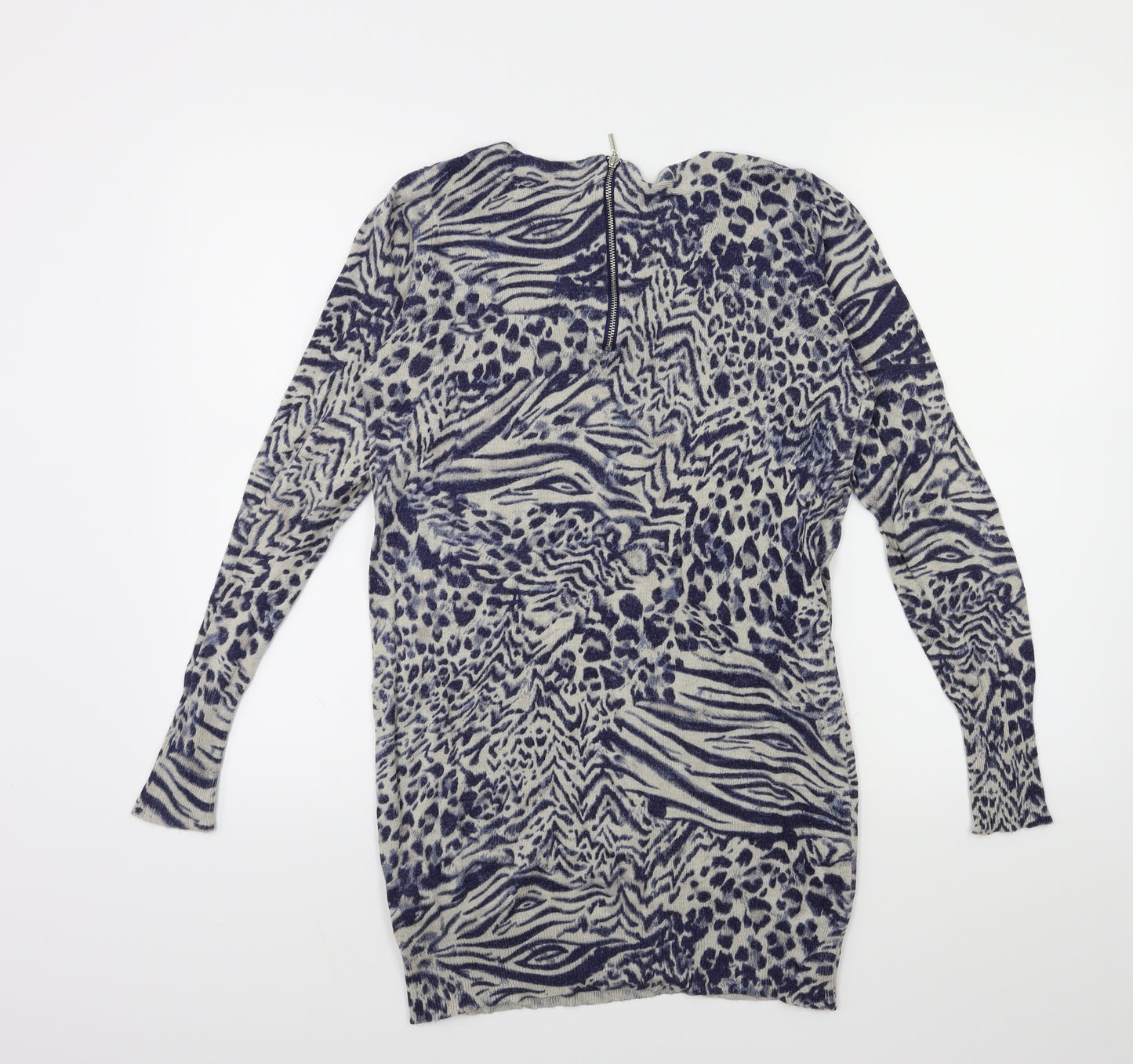 Marks and Spencer Womens Blue Animal Print Knit Pullover Jumper Size 10