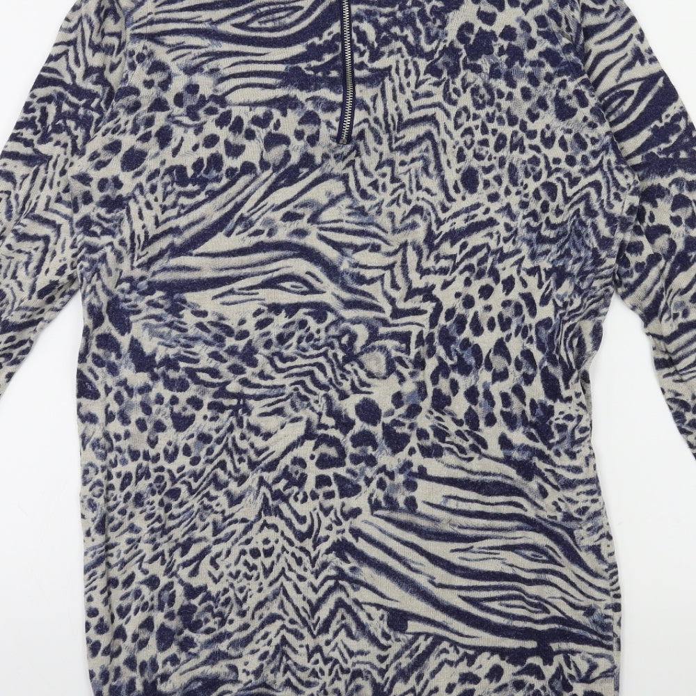 Marks and Spencer Womens Blue Animal Print Knit Pullover Jumper Size 10