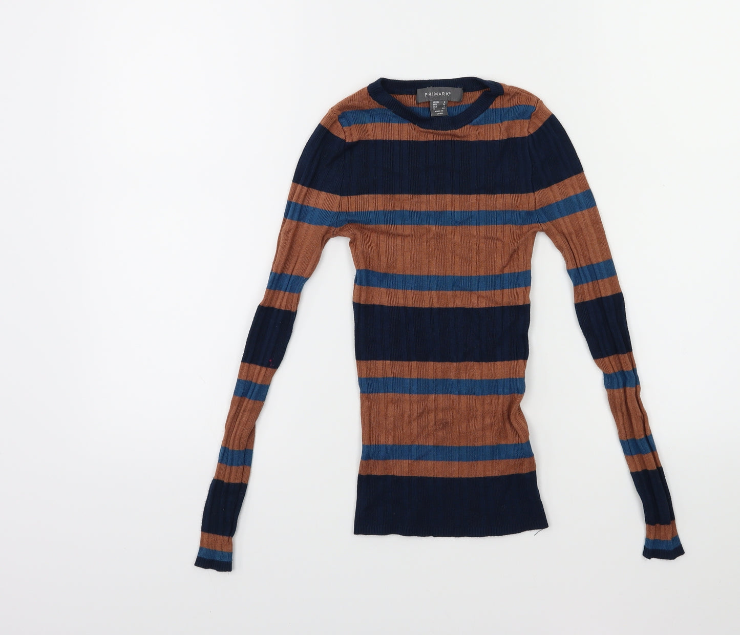 Primark Womens Brown Striped Knit Pullover Jumper Size 8