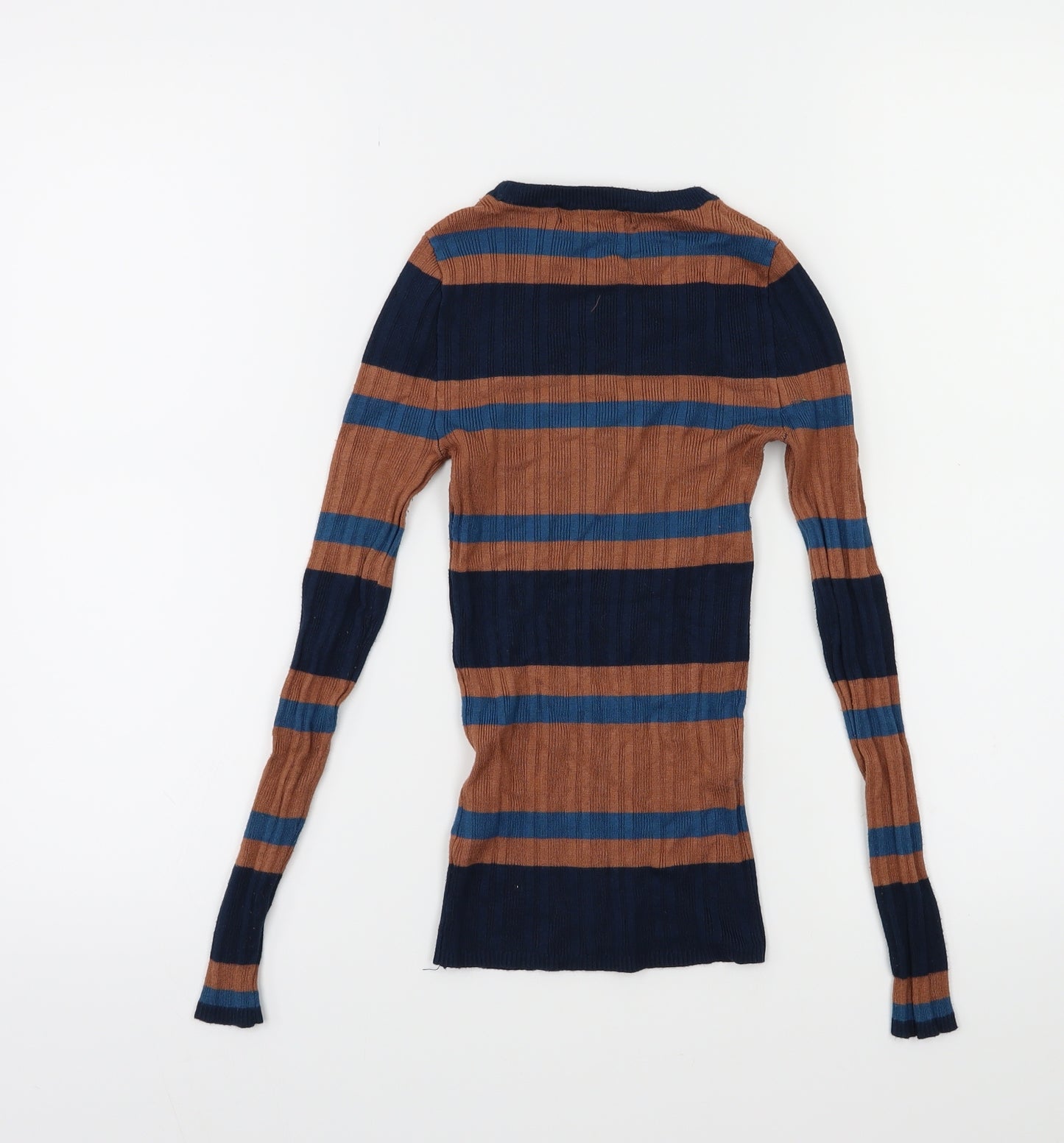 Primark Womens Brown Striped Knit Pullover Jumper Size 8