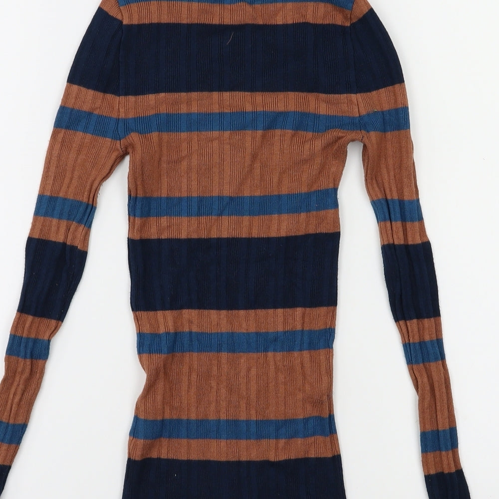 Primark Womens Brown Striped Knit Pullover Jumper Size 8