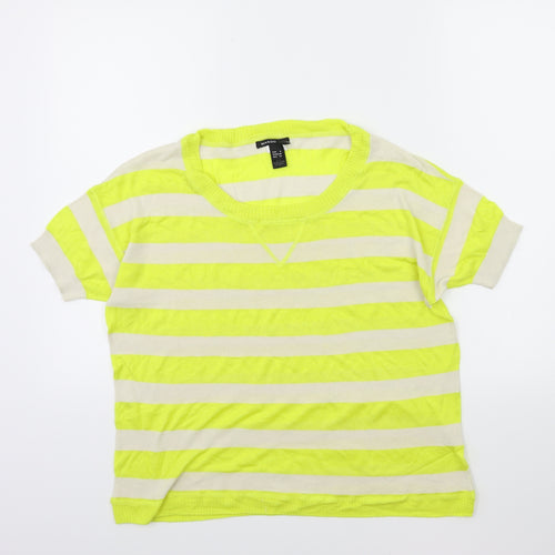 Mango Womens Yellow Striped Knit Pullover Jumper Size S