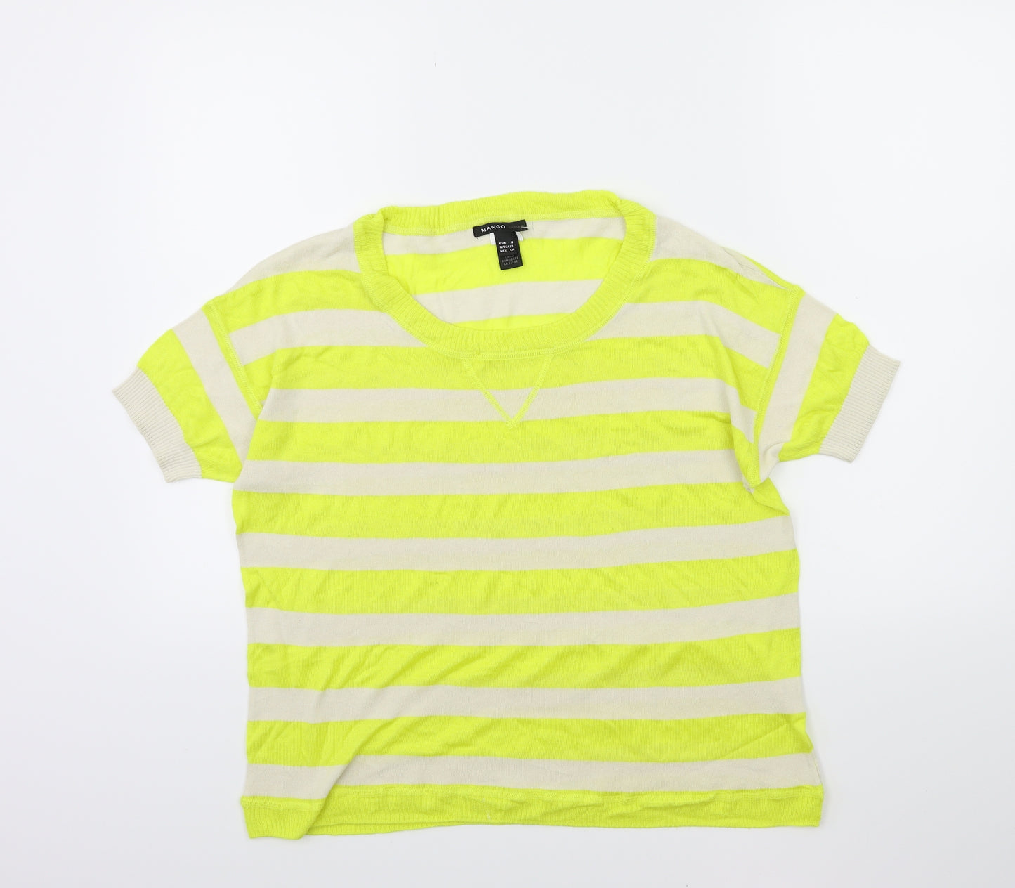 Mango Womens Yellow Striped Knit Pullover Jumper Size S