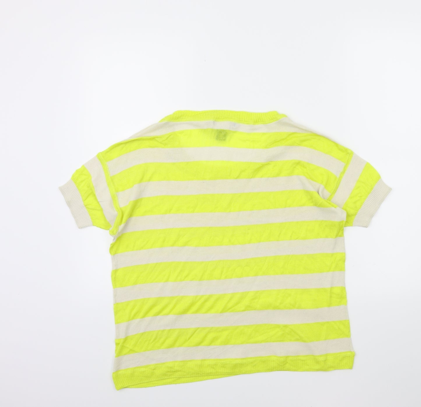 Mango Womens Yellow Striped Knit Pullover Jumper Size S