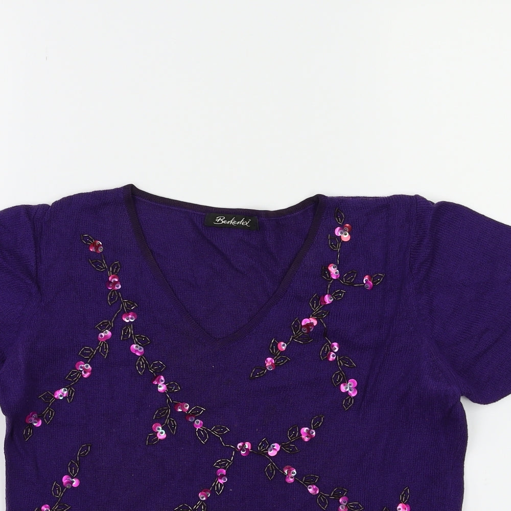 Berkertex Womens Purple  Knit Pullover Jumper Size 10