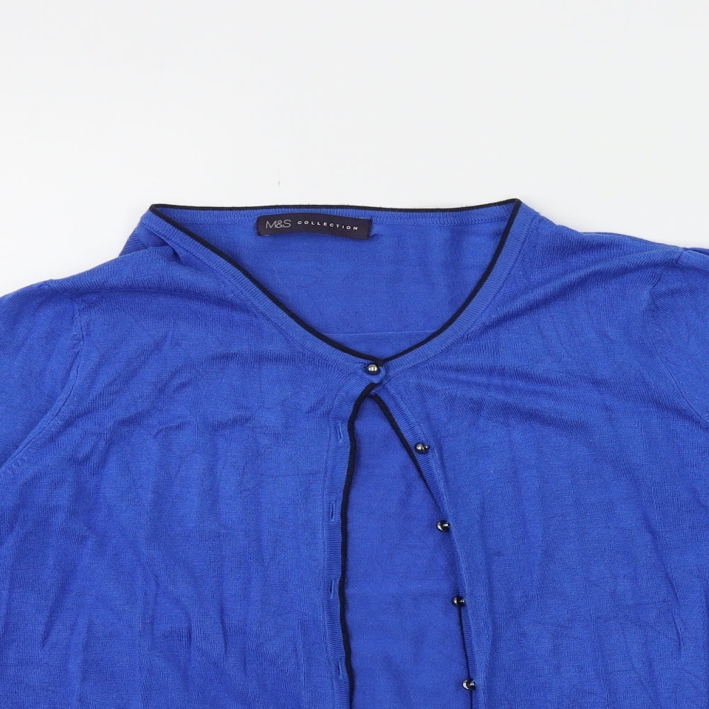 Marks and Spencer Womens Blue  Knit Cardigan Jumper Size 14