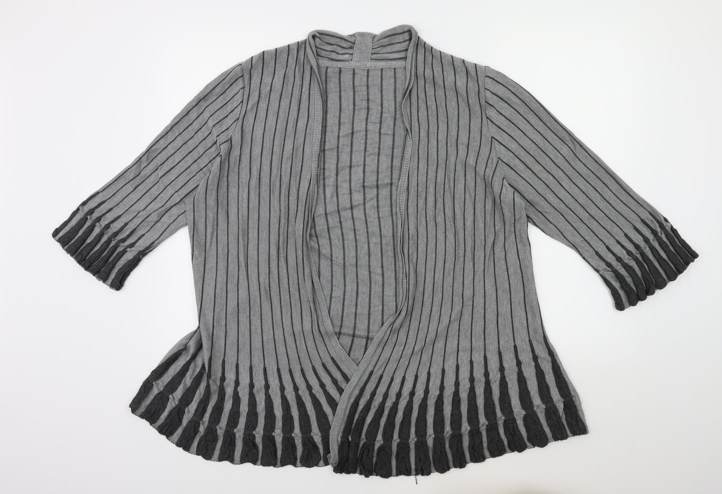 Per Una Womens Grey Striped  Cardigan Jumper Size 18