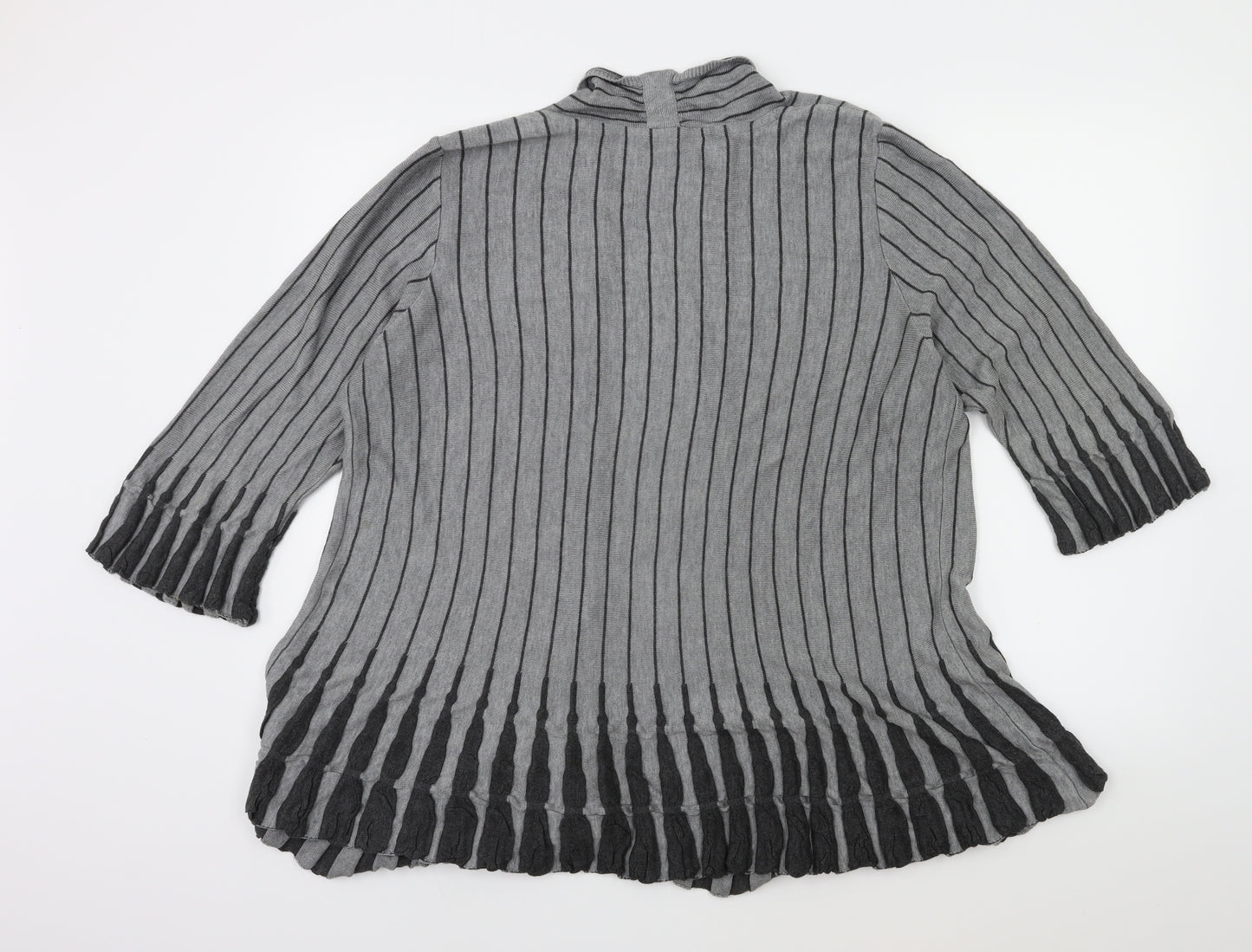 Per Una Womens Grey Striped  Cardigan Jumper Size 18