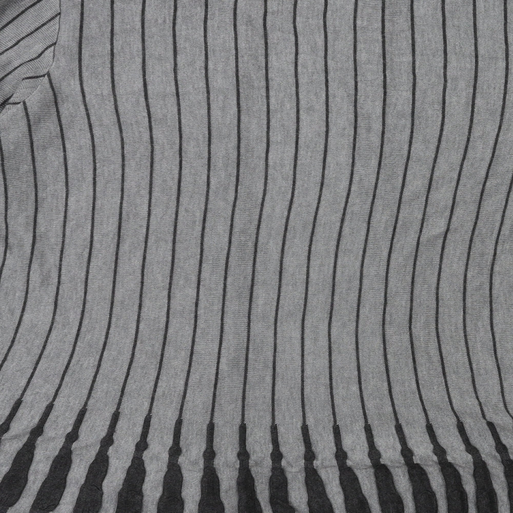 Per Una Womens Grey Striped  Cardigan Jumper Size 18
