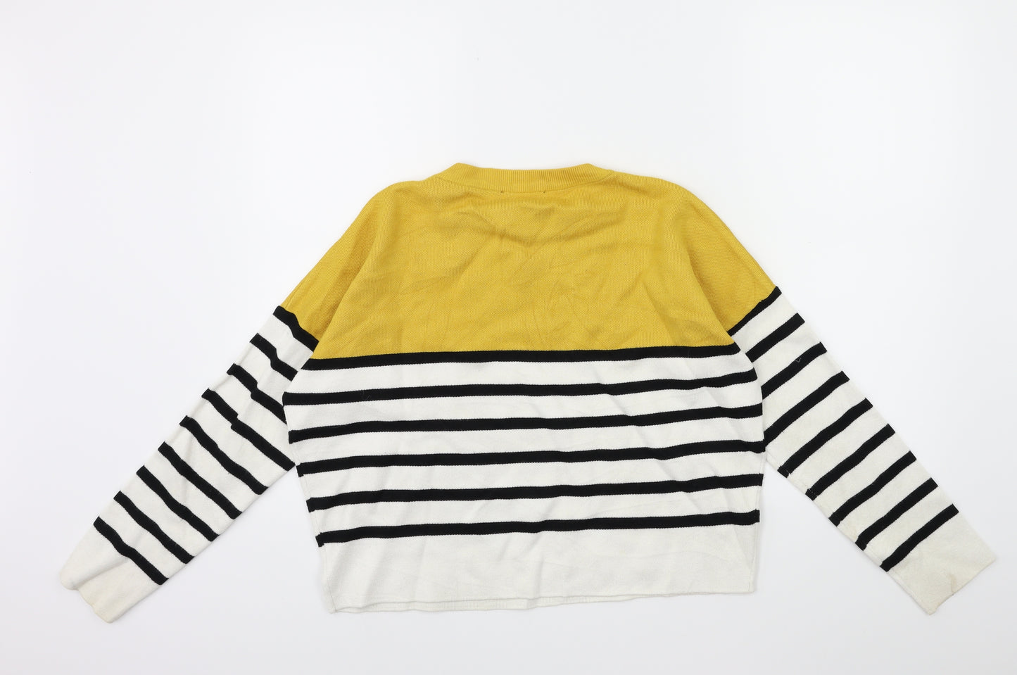 New Look Womens Yellow Striped Knit Pullover Jumper Size M