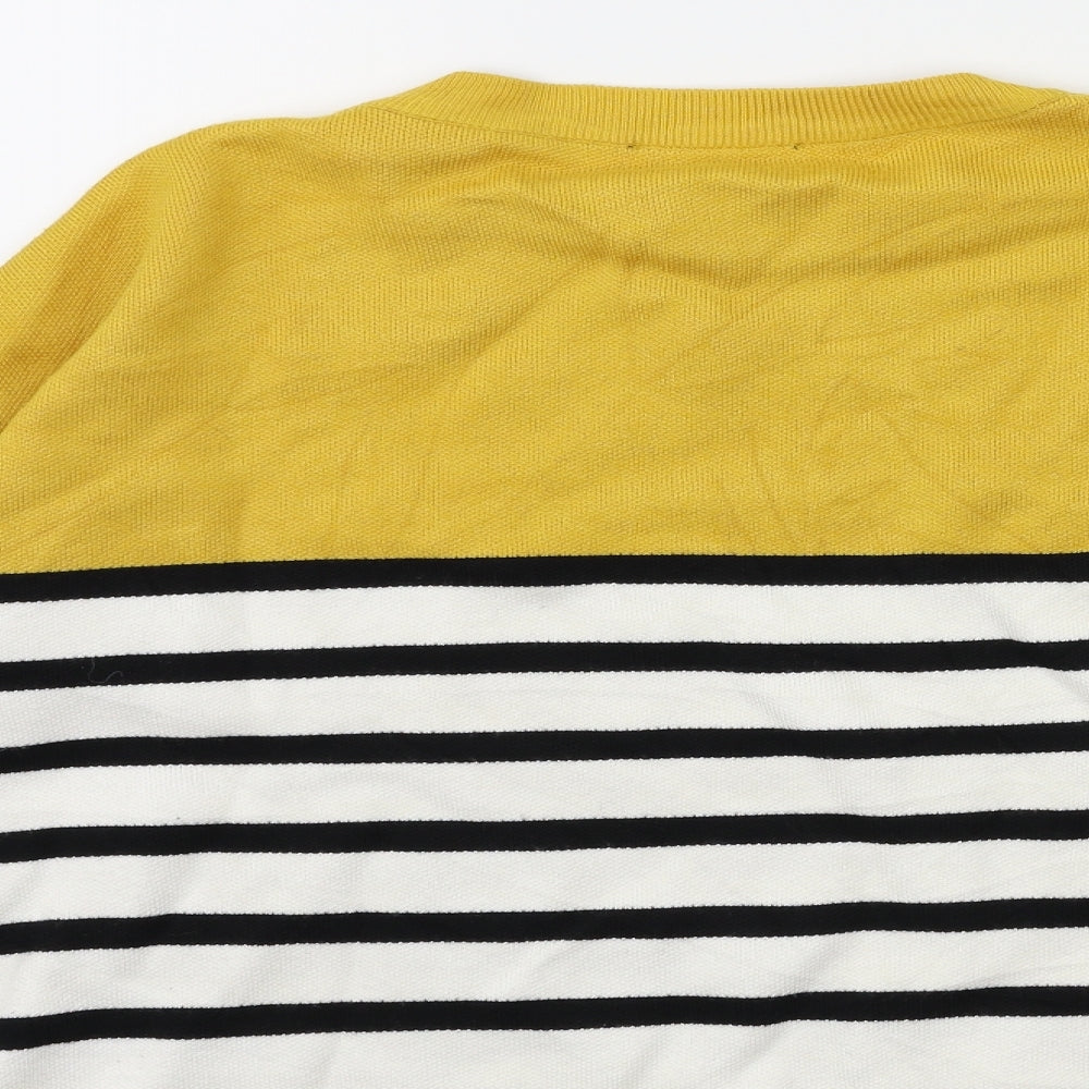 New Look Womens Yellow Striped Knit Pullover Jumper Size M