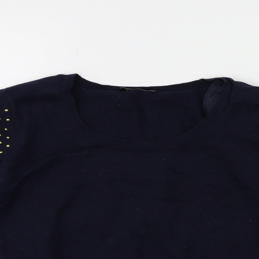 GIV Womens Blue  Knit Pullover Jumper Size L  - Padded Shoulders