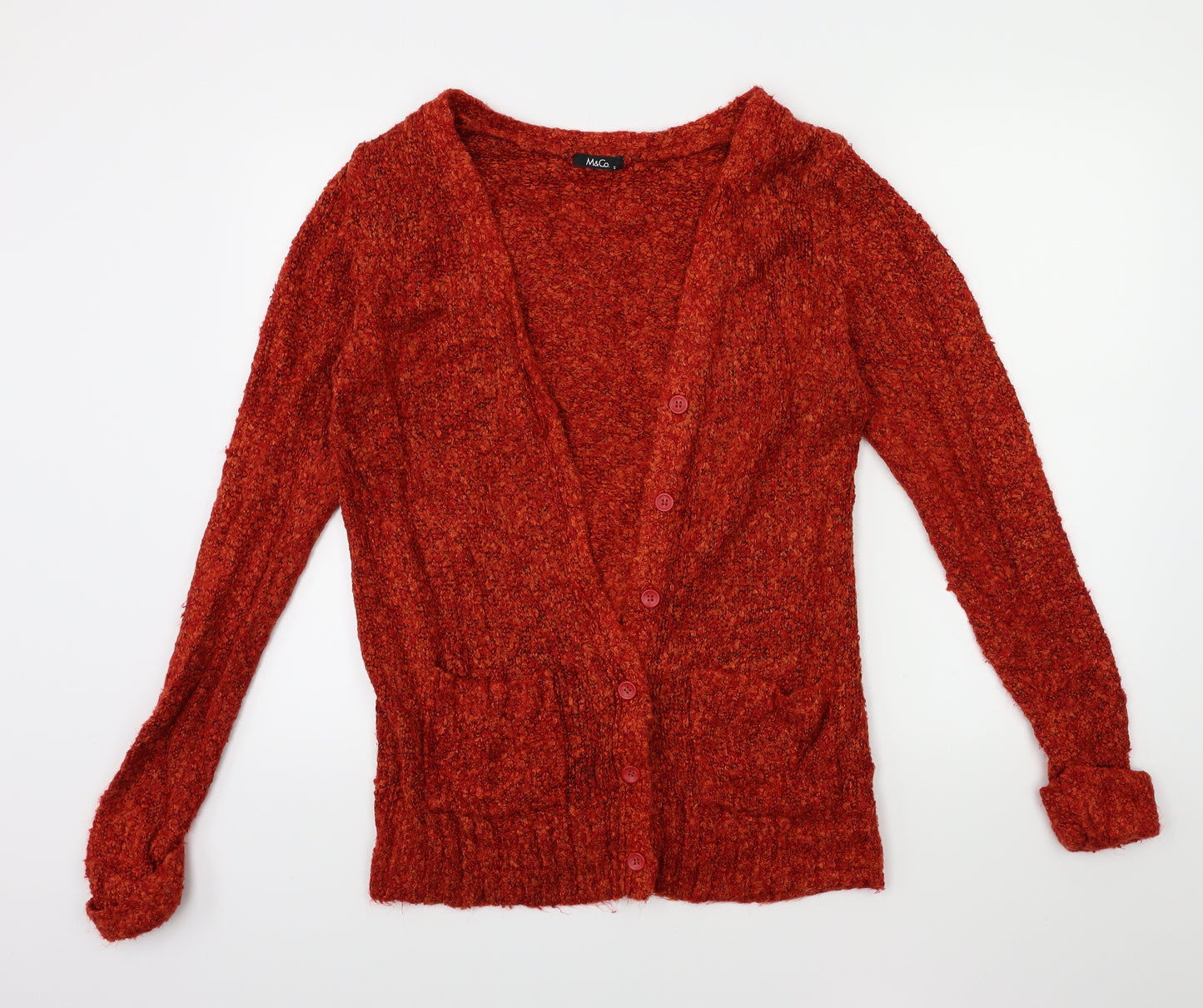M&Co Womens Orange  Knit Cardigan Jumper Size S