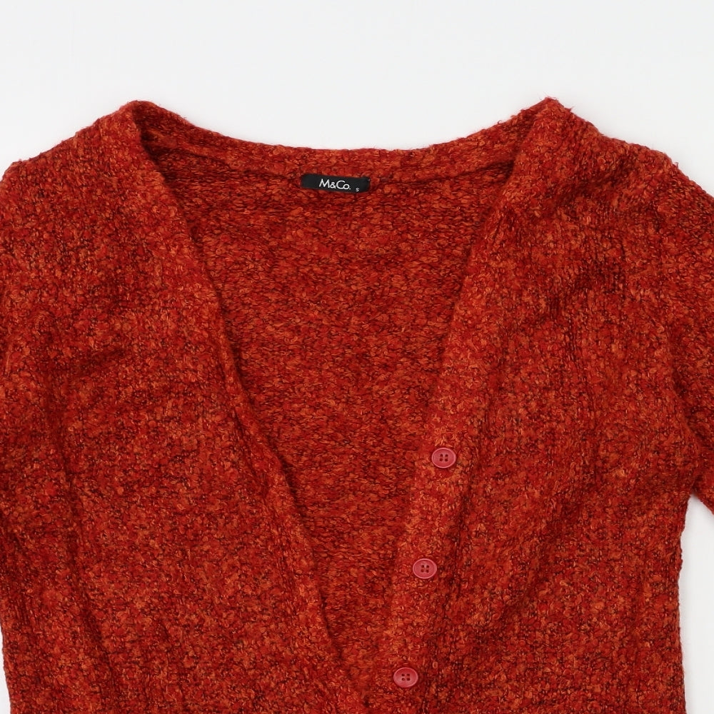 M&Co Womens Orange  Knit Cardigan Jumper Size S