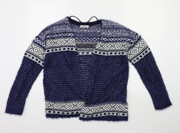 Damart Womens Blue Striped Knit Cardigan Jumper Size 10