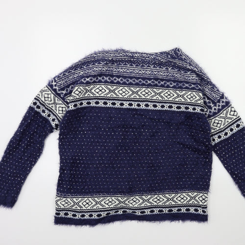 Damart Womens Blue Striped Knit Cardigan Jumper Size 10