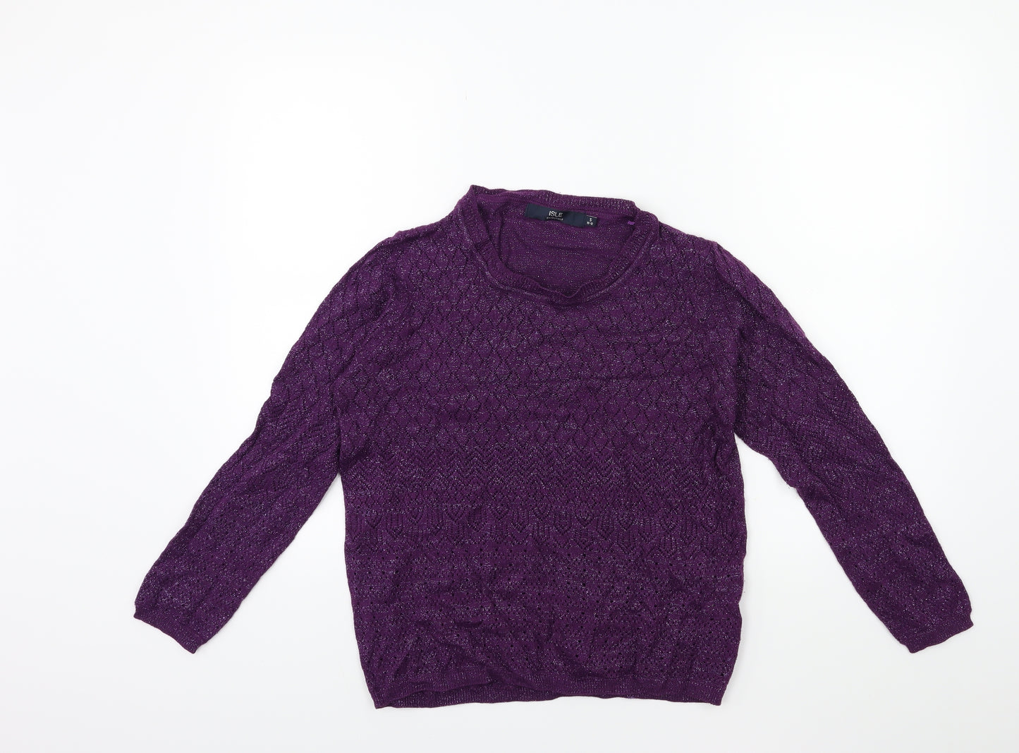 ISLE Womens Purple  Knit Pullover Jumper Size 10