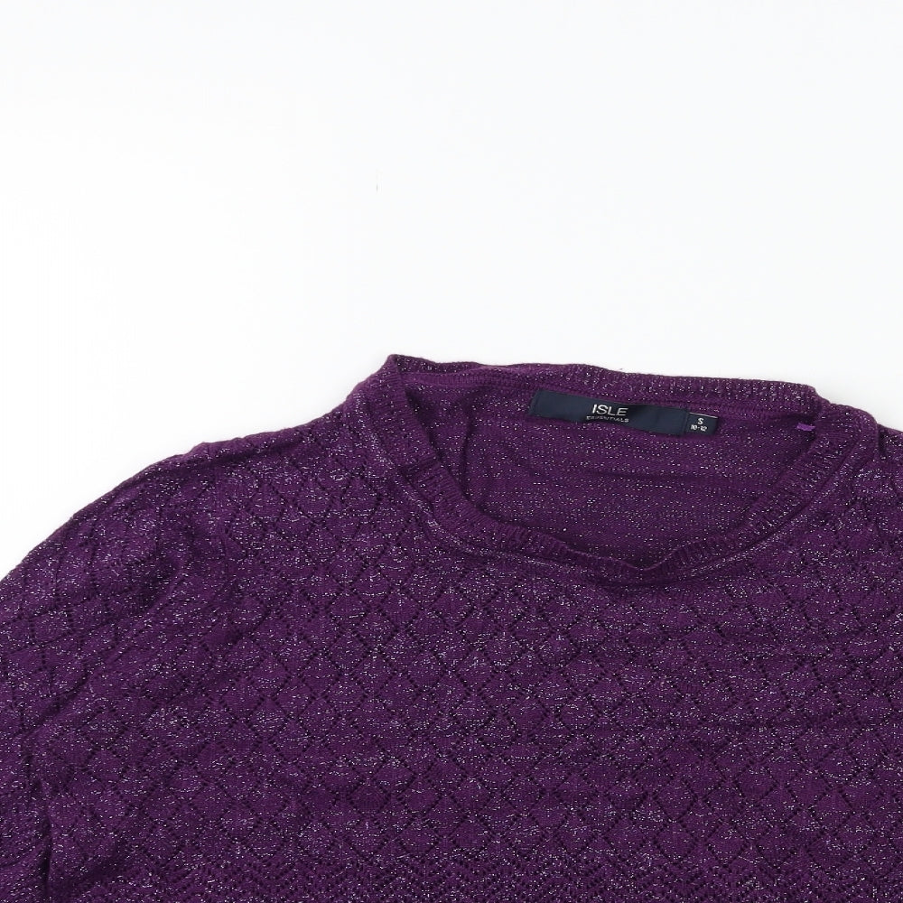 ISLE Womens Purple  Knit Pullover Jumper Size 10