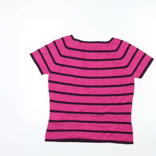 Marks and Spencer Womens Pink Striped Knit Pullover Jumper Size 12