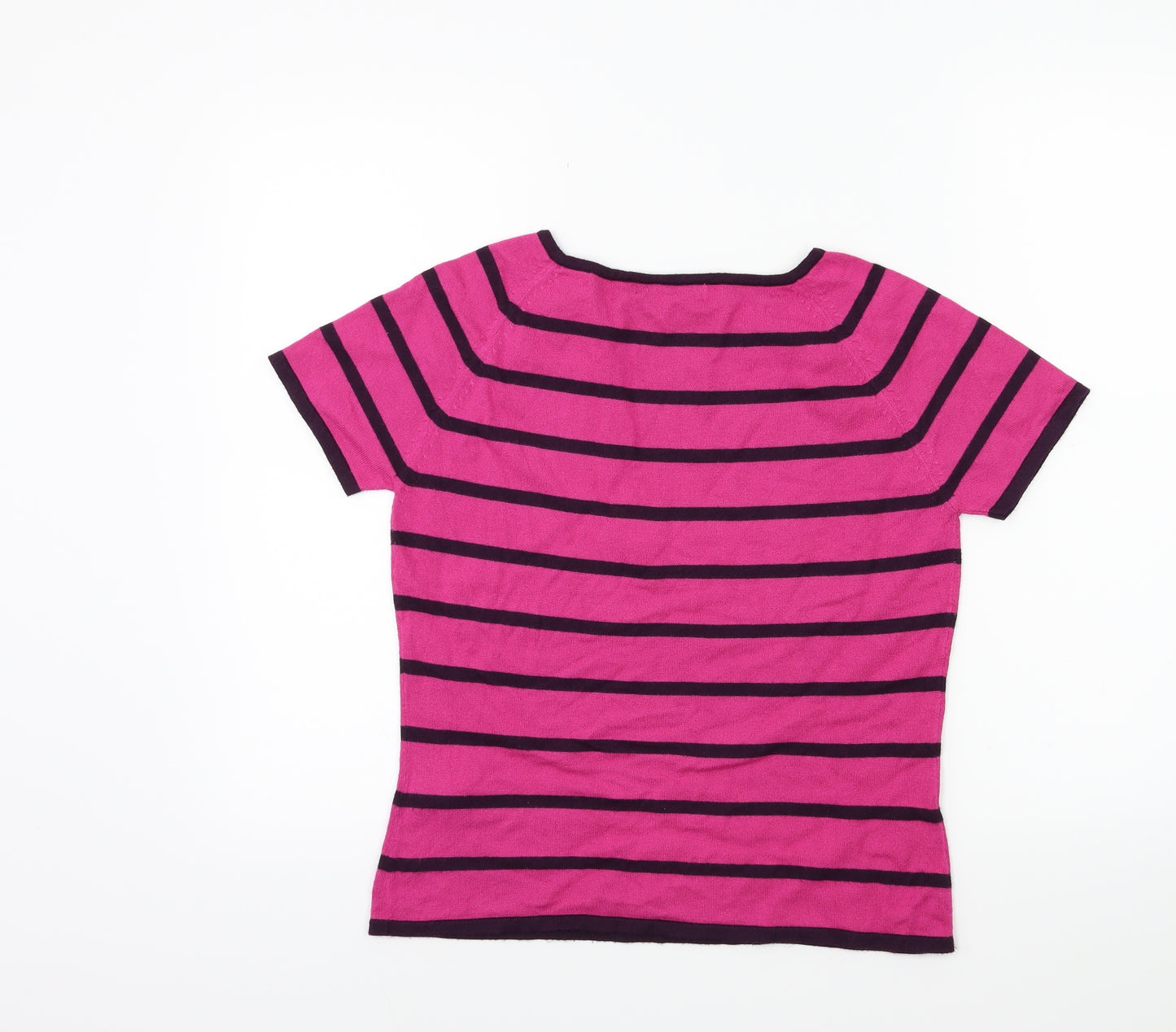 Marks and Spencer Womens Pink Striped Knit Pullover Jumper Size 12