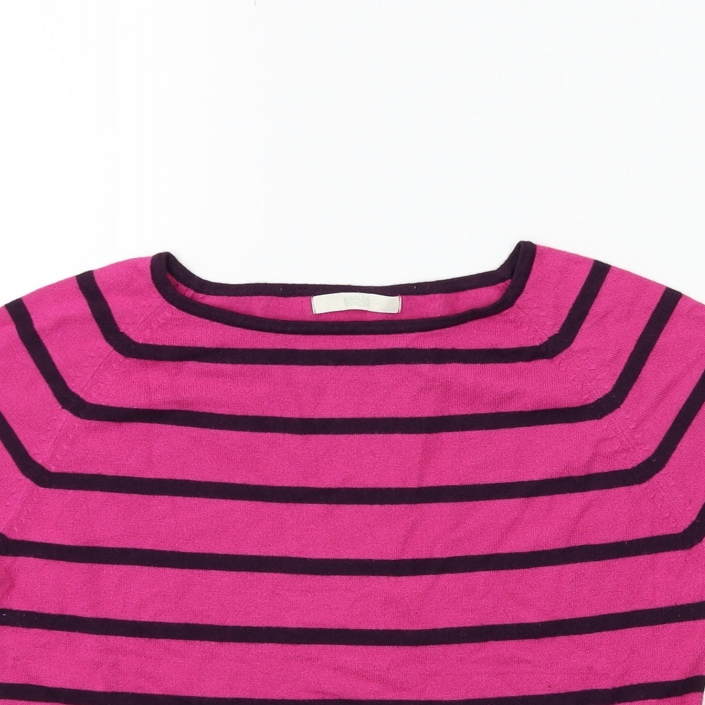 Marks and Spencer Womens Pink Striped Knit Pullover Jumper Size 12