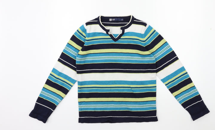 ISLE Womens Blue Striped Knit Pullover Jumper Size 10