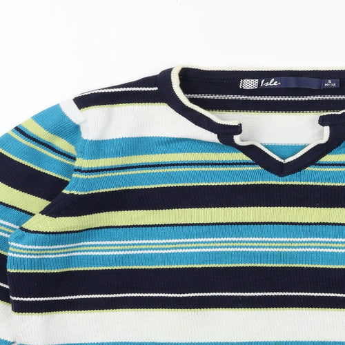 ISLE Womens Blue Striped Knit Pullover Jumper Size 10