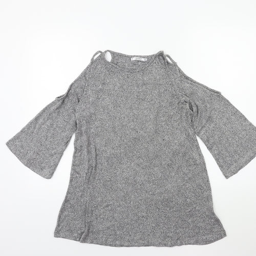 Pull&Bear Womens Grey   Pullover Jumper Size S  - Open Shoulder