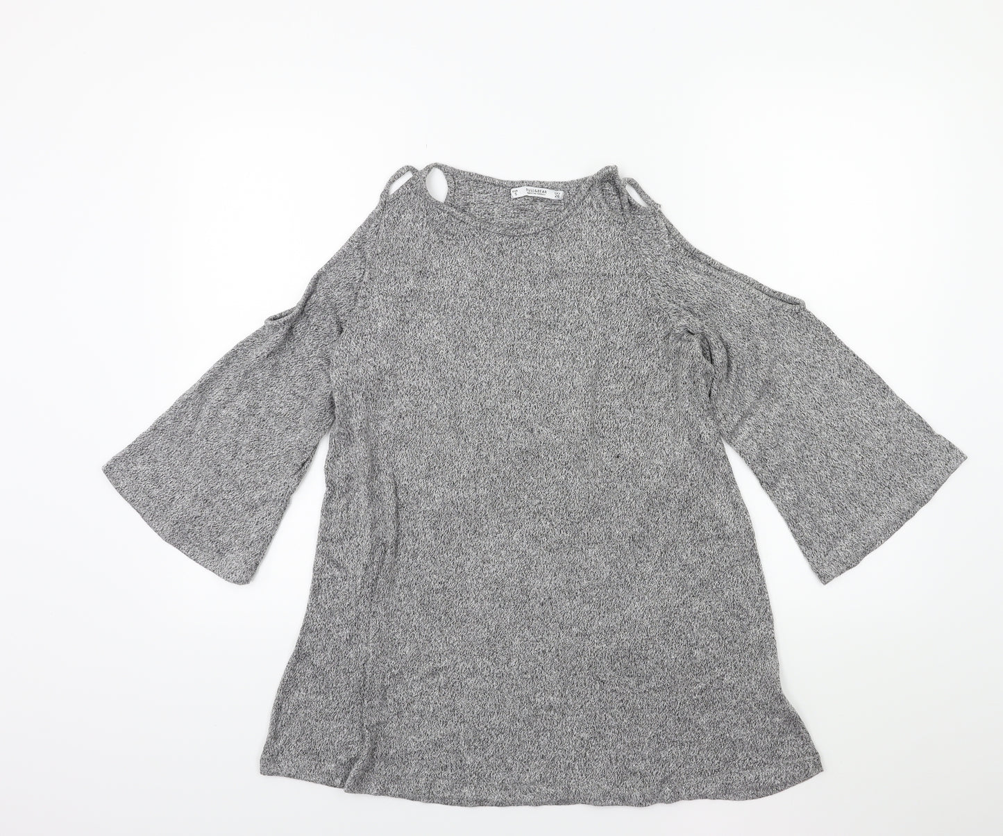Pull&Bear Womens Grey   Pullover Jumper Size S  - Open Shoulder