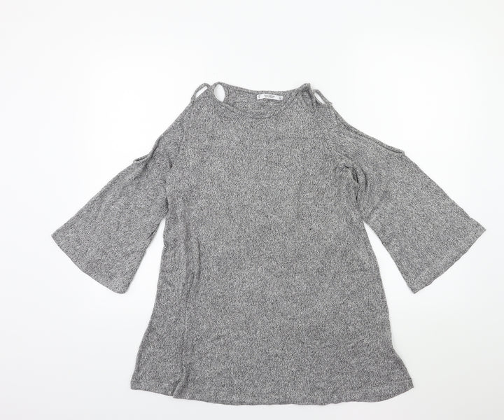 Pull&Bear Womens Grey   Pullover Jumper Size S  - Open Shoulder