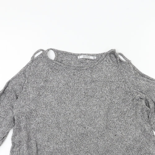 Pull&Bear Womens Grey   Pullover Jumper Size S  - Open Shoulder