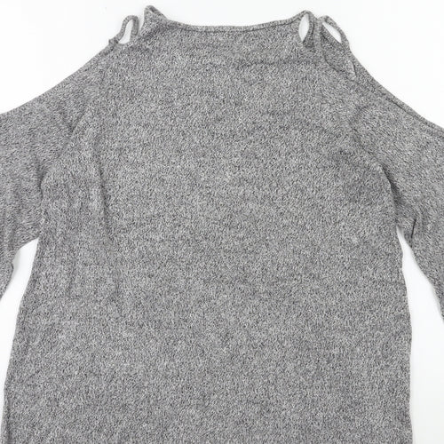 Pull&Bear Womens Grey   Pullover Jumper Size S  - Open Shoulder