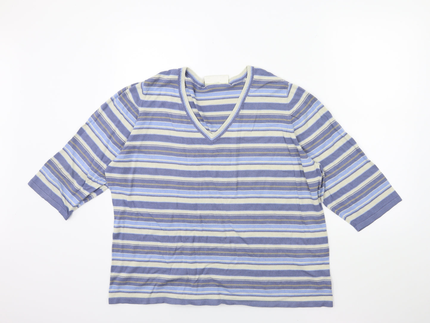 Ann Harvey Womens Blue Striped  Pullover Jumper Size 22