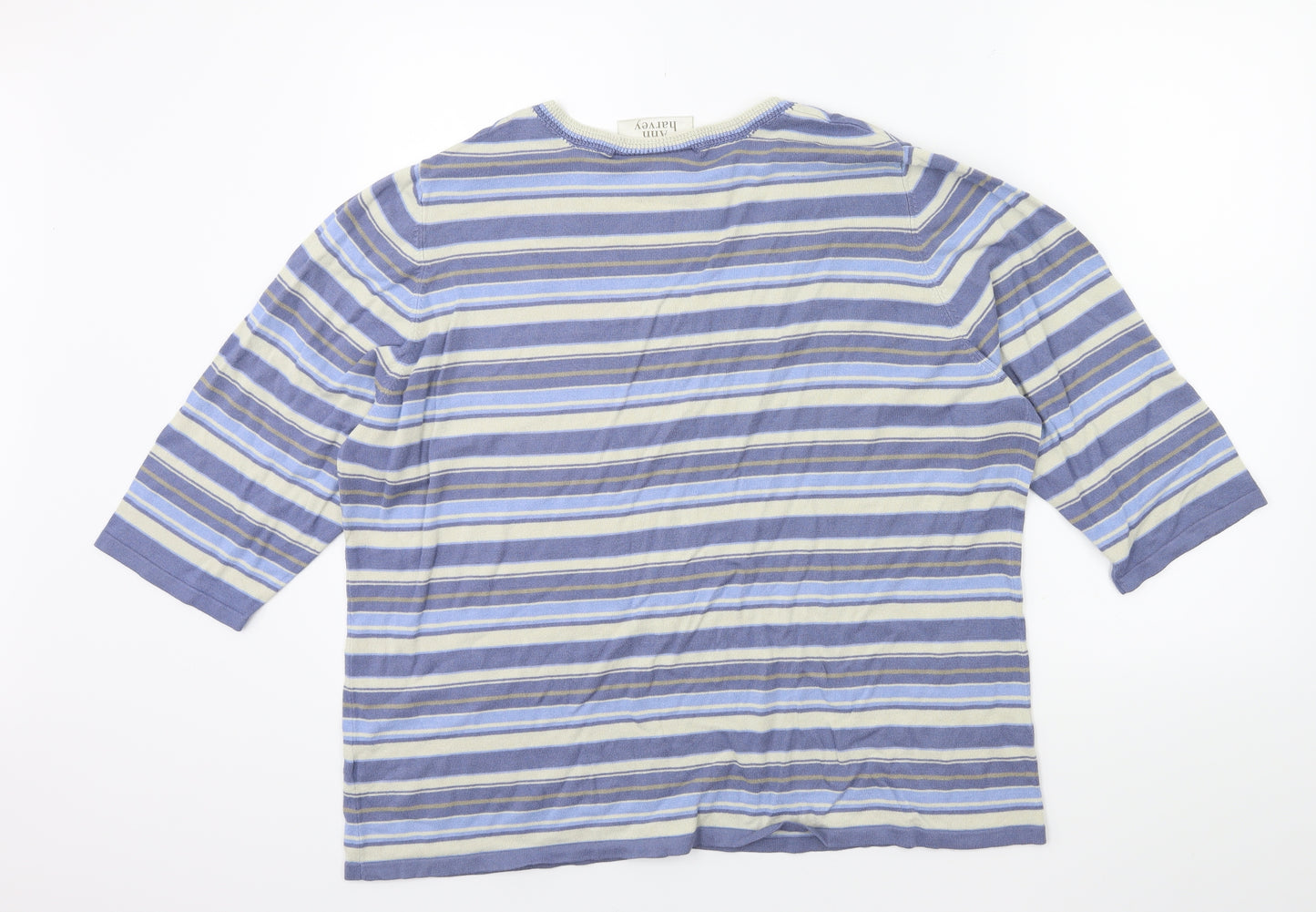 Ann Harvey Womens Blue Striped  Pullover Jumper Size 22