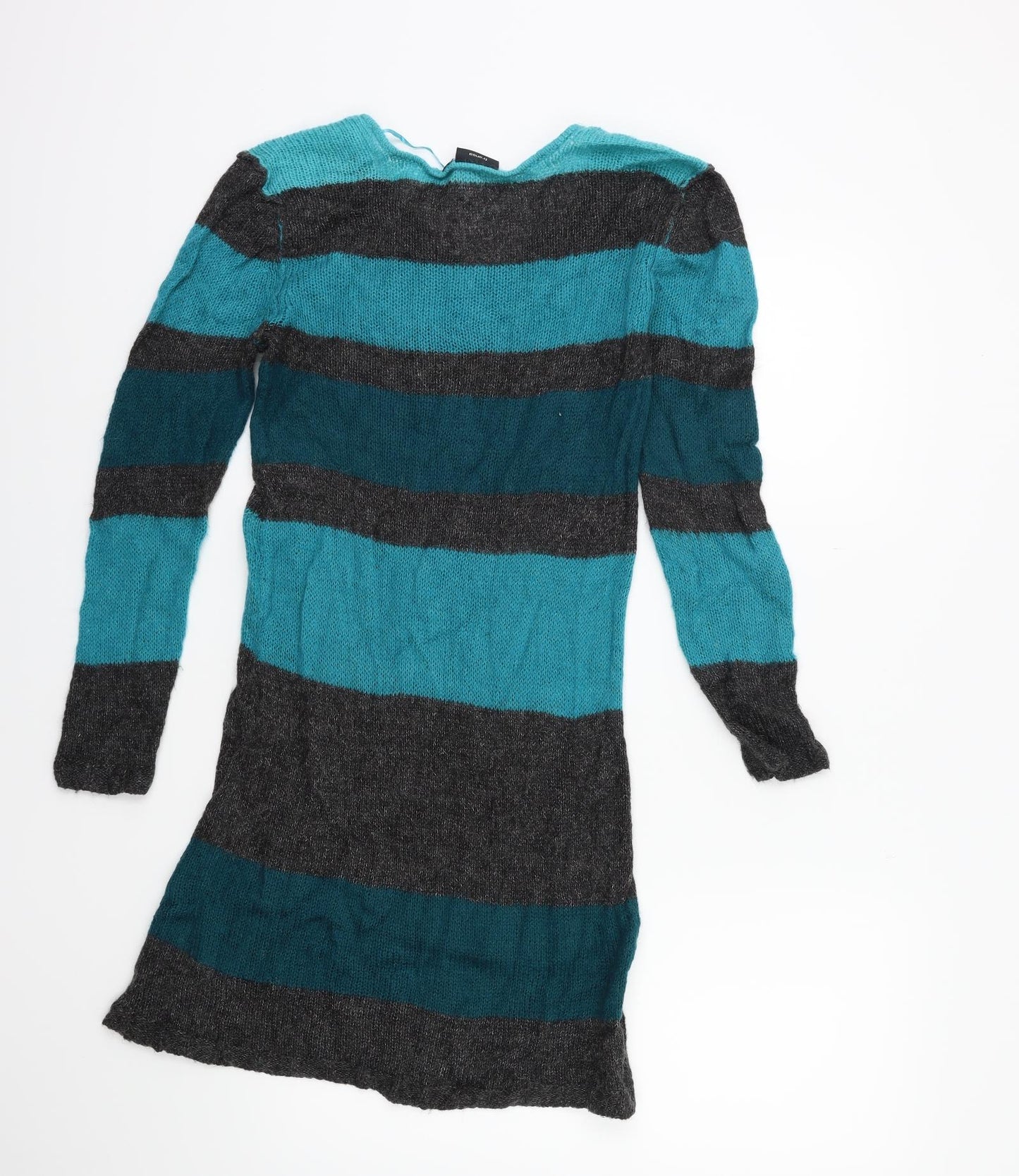 fransa Womens Green Striped Knit  Jumper Size M