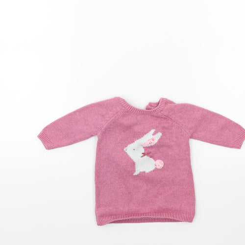 NEXT Baby Pink  Knit Pullover Jumper Size 0-3 Months  - Rabbit