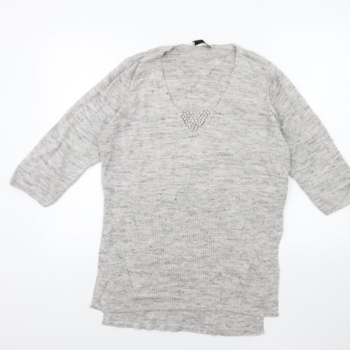 Marks and Spencer Womens Grey  Knit Pullover Jumper Size 14